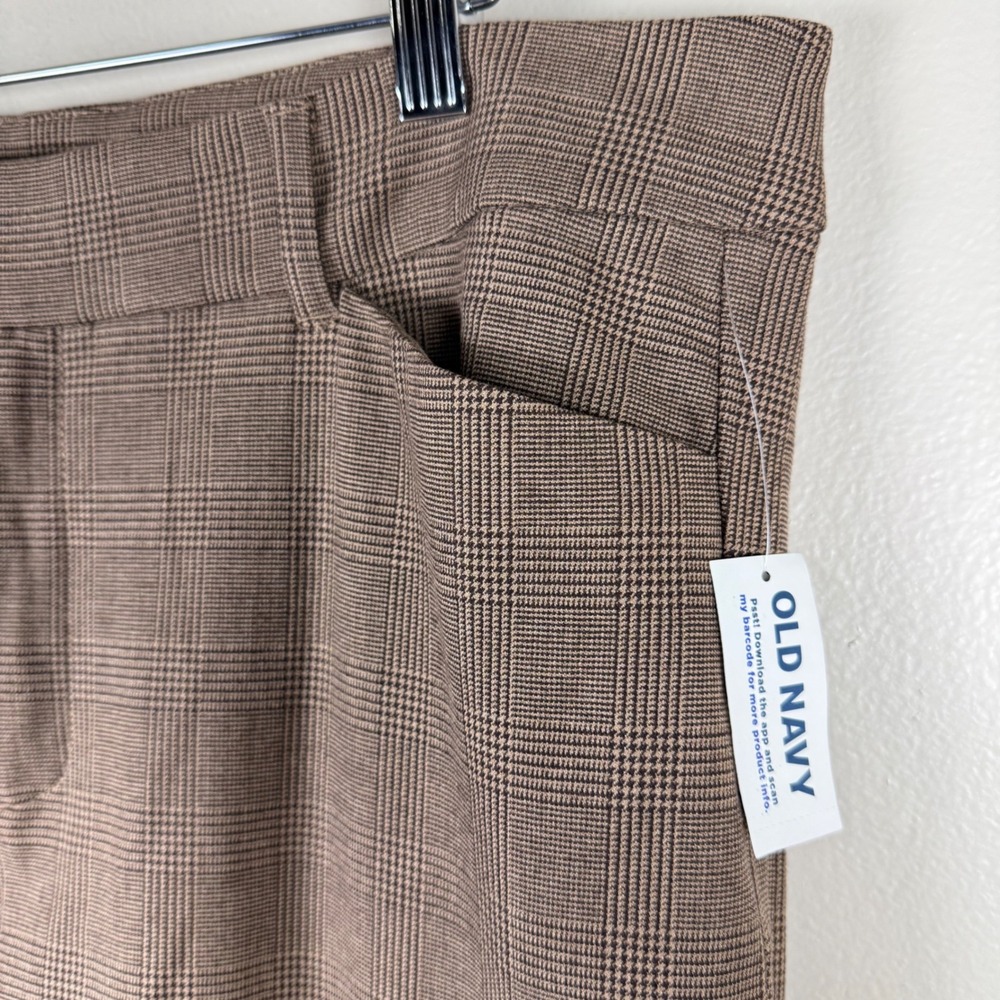 Old Navy Women's 16 Pixie Skinny Pants Brown Glen Plaid High Rise Stretch NEW - Picture 5 of 9
